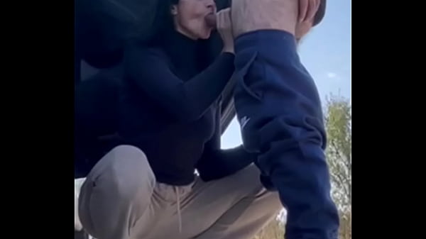 Doggy style out of the car 