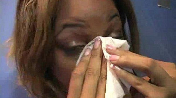 Natural cute black teen tries out gloryhole 20 