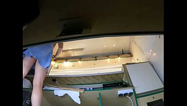 I'_m so happy that I'_ve hired this dumb and sexy hostess - voyeur upskirt pov