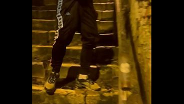 Amateur Boy Catches His Friend Pissing In The Street And Touches His Cock thumbnail