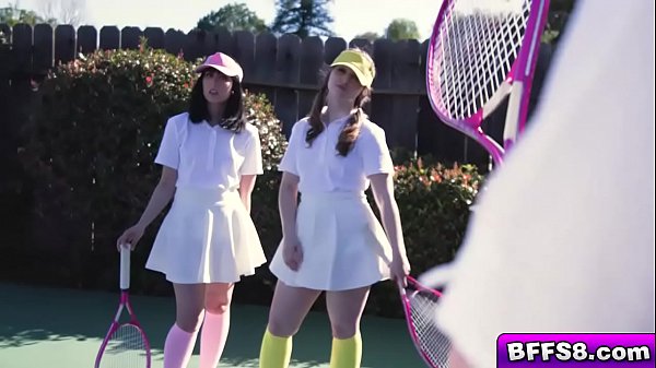 Tennis pro fucks three wet pussies from behind doggystyle as he pounds them hard