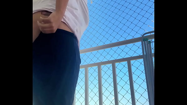Chubby latina balcony fart session thick ass releasing loud stinky farts outdoor 