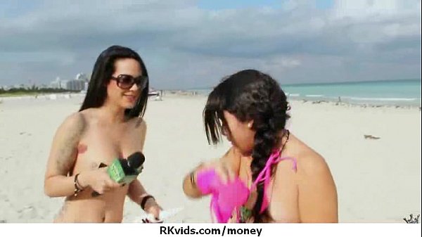 Sexy exhibitionist GFs are paid cash for some public fucking 15