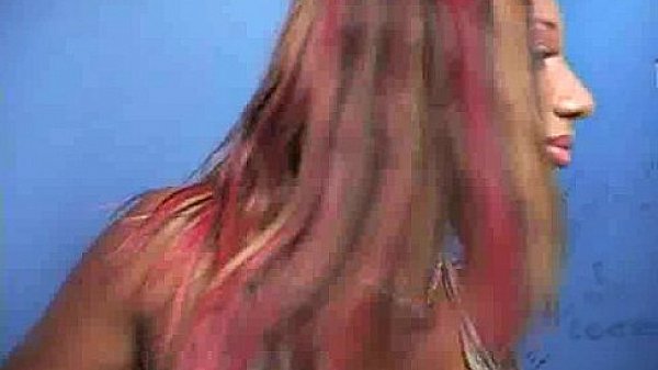 Ebony hottie milking cocks in the gloryhole 8 