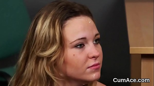 Unusual centerfold gets cum load on herface swallowing_all the spunk