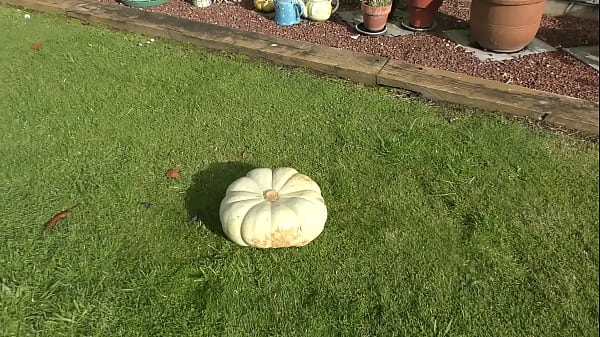 Nz milf sub uses huge pumpkin as her toilet while her master films the action 