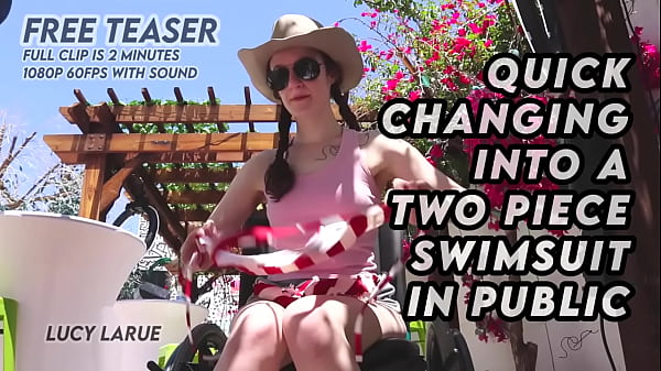 Quick changing into a two piece swimsuit in public