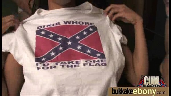 Ebony Cum Slut Hottie Bukkake Party_14