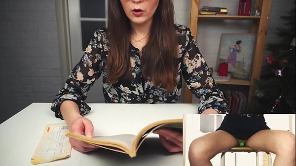 Literary orgasm froma beautiful student Reads a book while_sitting_on a vibrator and tries_to finish reading it