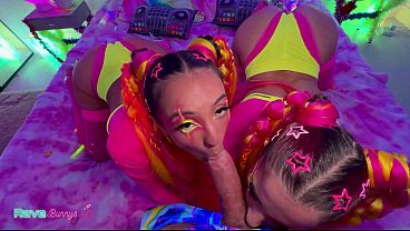 Sasha Gags On Brian'_s Throbbing Cock Under Neon Lights In Doggy Style!