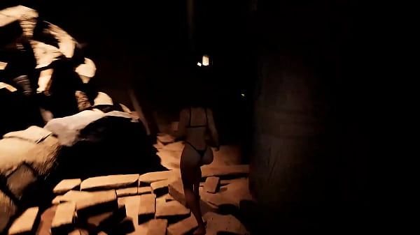 An awakened statue in a tomb destroys Lara Croft's ass and pussy. 3D Animated 