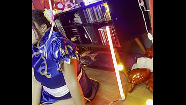 Chubby girl chun li photoshoot making of thick curves cosplay behind scenes