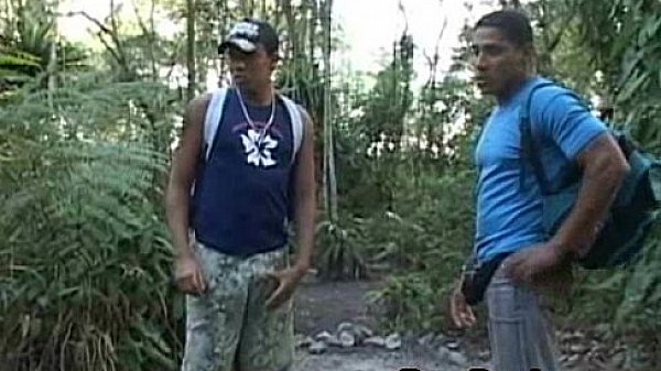 Latin papi started wanking his dick in the woods 