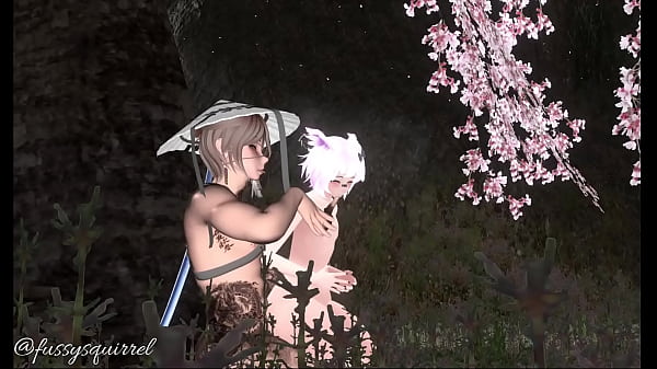 Under blossom three making out with a beautiful man 