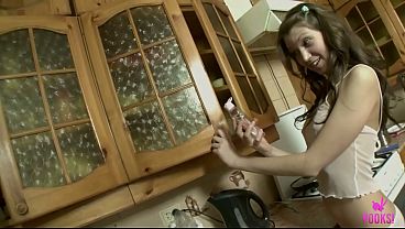 Coed kimmy t plays with her dildo & pussy in the kitchen 