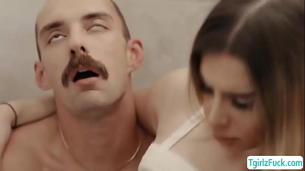 Busty blonde shemale Ivory Mayhem accidentally tore her pants while bending over thus Johnny B instantly anal barebacks her big ass doggystyle. 