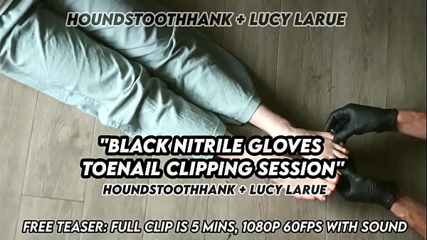 Black nitrile gloves toenail clipping session 
