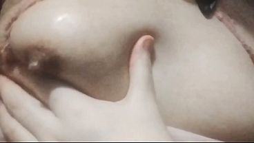 Girl Cum Covered Tits Nipple Trans Girl sissy masturbation and moaning like slut
