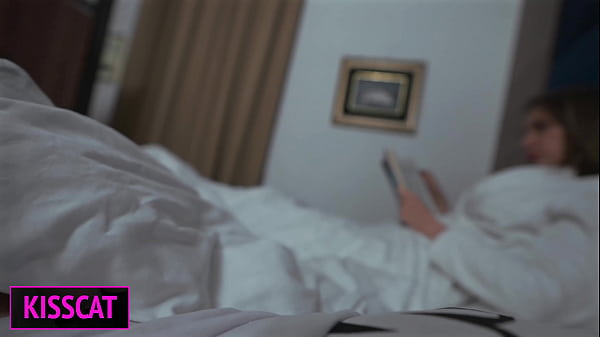 Stepmom get surprise cum in mouth when she helps with jerking to step son in share bed before fuck 