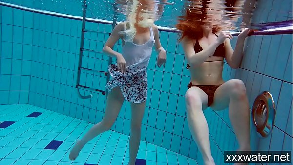 Hot Russian girls swimming in the pool