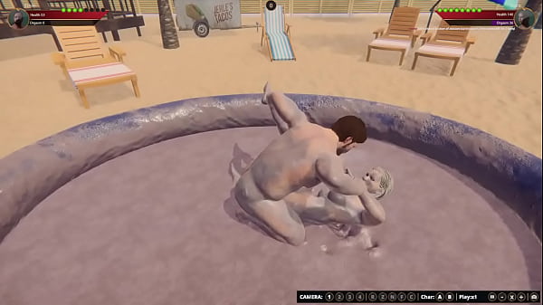 Ethan and scara have a sex battle in a mud pool