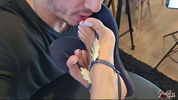 Dirty Flip Flops Cleaning By Pathetic Slave - Goddess Kiffa - Dirty Feet - Shoe Licking - Shoe Worship - Flip Flops - Havaianas - Kiffa Feet thumbnail