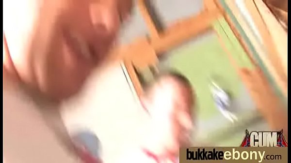 Ebony girlfriend takes huge loads of cum on her face 19 