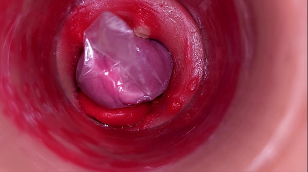 Play MP4 - The camera inside the deep pussy records a huge ejaculation with a stuck condom