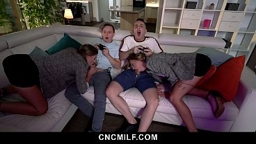 Eveline And Silvia Serve Dinner Then Serve Their Pussies To Stepson And His Friend thumbnail