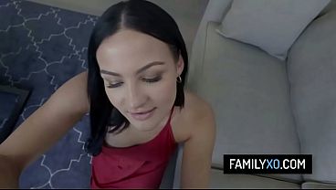 Perv stepdad fucks his big ass stepdaughter without condom 