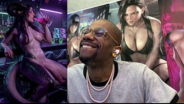 Transgender Dragon Waifu At A Bar With Her Hard Girl Cock Out, Ai Generated thumbnail
