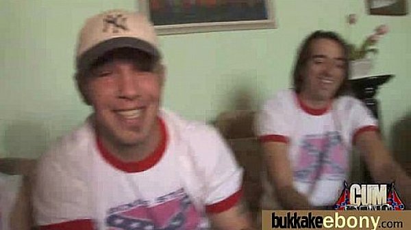 Gorgeous ebony lady sucks white dicks and gangbang fucking 2 