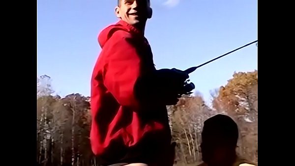 Fisherman blown by naughty in the outdoors