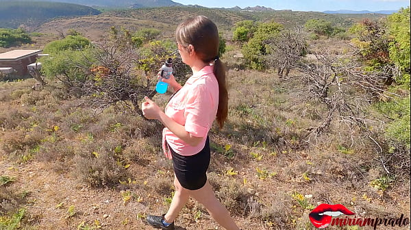 Busty exhibitionist masturbating outdoors / Miriam Prado 