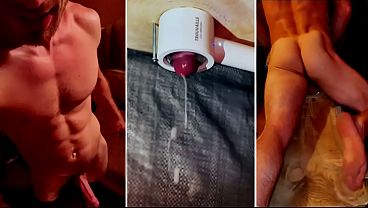 Homemade milking table from a masturbator and a board! Liter of semen in one go 