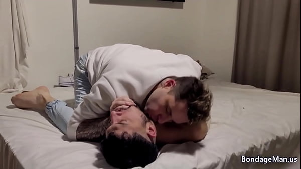 Play MP4 - Tonny finds Duratto roommate bound and gagged and instead of letting him free he decides to kiss and then put a sock inside Duratto's mouth&comma; suck and rub his feet on Duratto's face &vert; preview 2