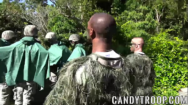 Outdoor orgy with hot military guys 