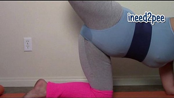 brunette girl can't hold her pee and wets herself 