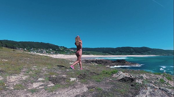Russian Girl_Sasha Bikeyeva Spain Galicia beach Doninos Perfect body_naked nudist girl teasing and dancing onthe coast of the Atlantic Ocean