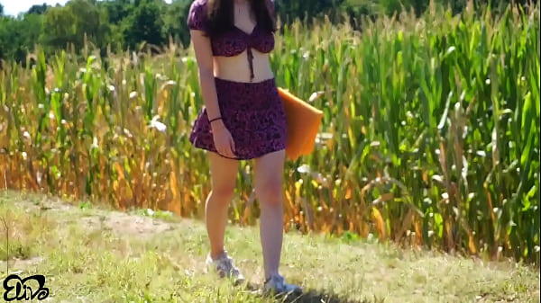 Horny blowjob in a corn field 