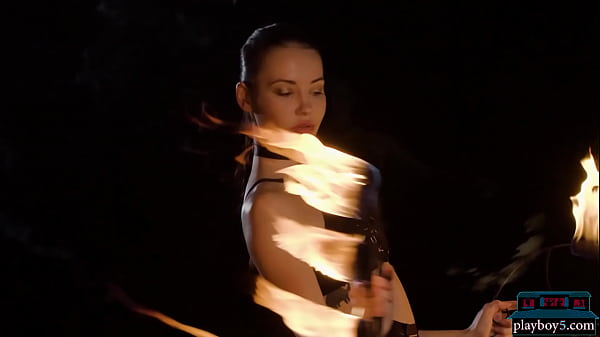 Czech MILFbeauty_Elilith_Noir playing with fire in the nude for Playboy