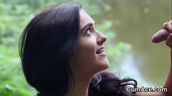 Astonishing cutie enjoys a deep blowjob and quite a bit of jism on her face 