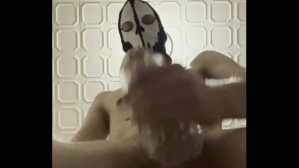 7 inch (18cm) Hot Cock owned by a Masked Slim Twink. Flashlight intense masturbation, Moaning.