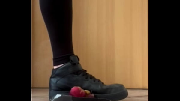 Crushing and stomping a apple 