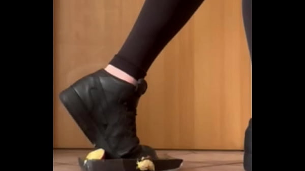 Crushing and stomping a apple 