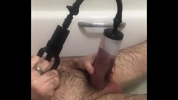 Testing penis pump in the water 