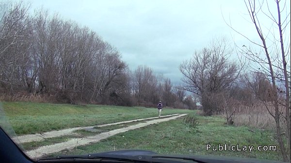 Amateur Euro babe licks ass_and sucks cock in_public