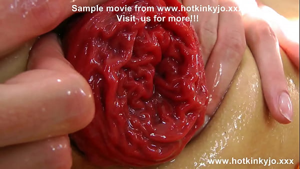 Hkj insert jelly in her anal hole then pussh it out with huge gape