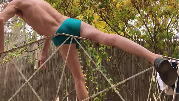 Strip and Stretch down to Briefs on rail clips from Full Video 
