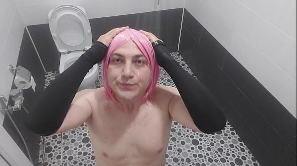 Booty Crossdresser Spanking Own Ass Under The Hot Shower 